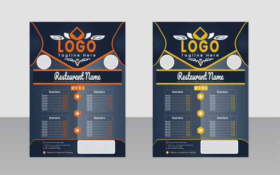 Food menu flyer Design Template  Oreng  And Yellow Color 
