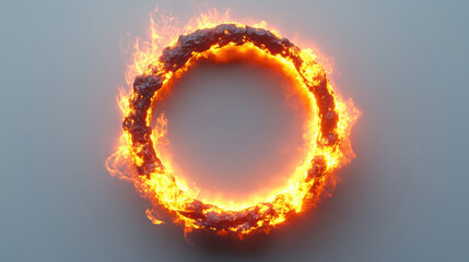 A glowing, circular burn mark on a white background.