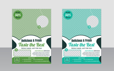 Food Flyer design green color organic shape