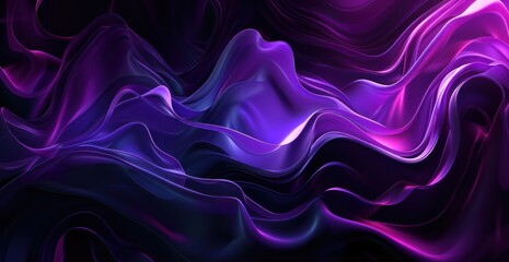 Obraz premium Abstract purple and black background with fluid shapes curve swirls glossy.