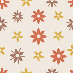 Flower seamless pattern with color trends 2025. This pattern used color Mochka, Mousse, and harmonic colors. Vector illustration for printing, wrapping paper, wallpaper, and textile materials. 