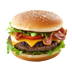 A delicious fresh burger on the table against a black background with copy space.