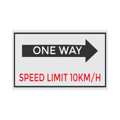 One Way Speed Limit 10 kmh warning signage vector illustration
