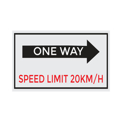One Way Speed Limit 20 kmh warning signage vector illustration