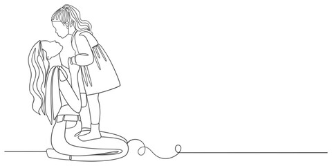 Mother and baby line art style vector illustration, mothers day celebration background