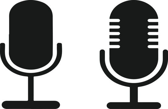 microphone set icon - Podcast audio and music recording symbol - Capturing audio. microphone icon. mic symbol vector illustration.