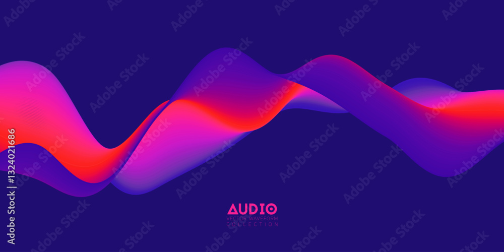 Poster gradient sound wave abstract background. colorful flow of music wave. vector vibrant fluid splash.