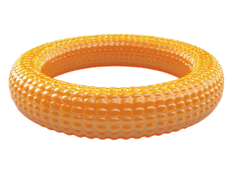 Abstract 3D render of a vibrant orange torus, textured like corn kernels.  Perfect for concepts of abundance, cycles, or wholeness.  Use in presentations, websites, or as a striking design element.