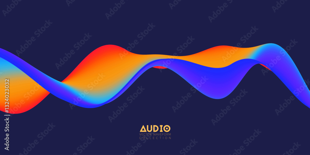 Poster gradient sound wave abstract background. colorful flow of music wave. vector vibrant fluid splash.
