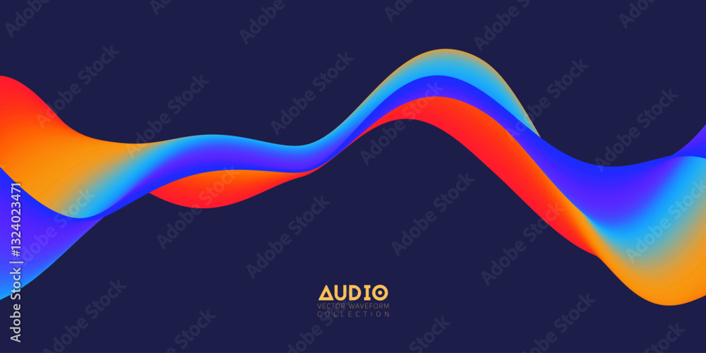 Poster gradient sound wave abstract background. colorful flow of music wave. vector vibrant fluid splash.