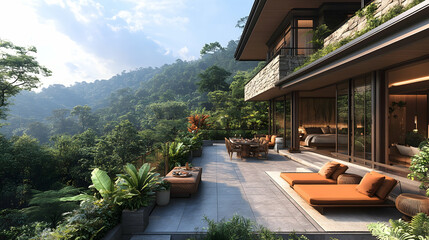 Obraz premium Modern luxury home with mountain views