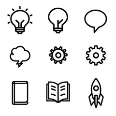Creative Ideas, Innovation and Learning A Collection of Icons, light bulb icons set
