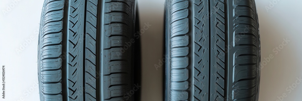 Aufkleber close-up view of two car tires on a white background showcasing different tread patterns and designs