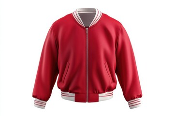 Vibrant red varsity jacket showcasing classic design and comfort for stylish fall wear isolated on transparent background