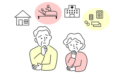 An elderly couple worried about their life after retirement