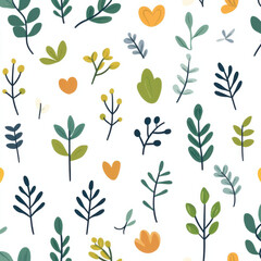 kids pattern on white background with plant 