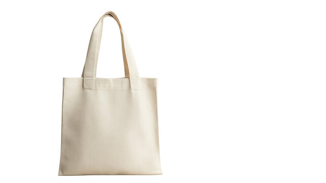 A minimalist beige tote bag isolated on a white background, perfect for shopping, everyday use or as a reusable alternative to plastic bags.