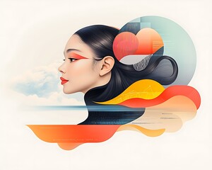 Abstract Woman for Asian Beauty, Landscape.