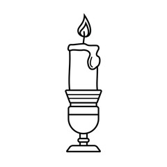 Vintage Candle in Holder Line Art Icon
