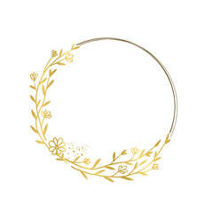 Golden Floral Ring for Wedding Invitation