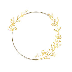 Golden Floral Ring for Wedding Invitation