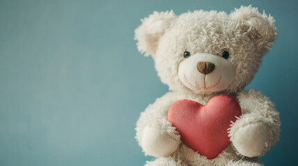 Obraz premium 青いハートを持ったテディベア