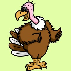 Brown vulture clip art cartoon character isolated on green