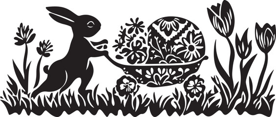 Easter Bunny Family Silhouette Bundle | Cute Spring Animal vector graphics 