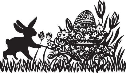 Easter Bunny Family Silhouette Bundle | Cute Spring Animal vector graphics 