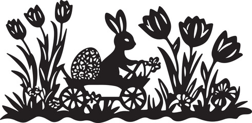 Easter Bunny Family Silhouette Bundle | Cute Spring Animal vector graphics 