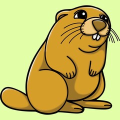 Groundhog clip art cartoon character isolated on green
