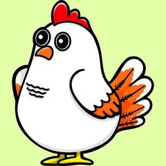 Chicken clip art cartoon character isolated on green
