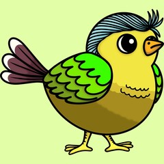Bird clip art cartoon character isolated on green