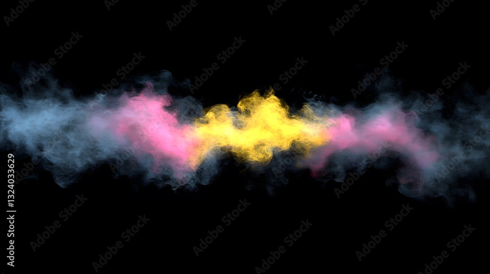 Poster abstract colorful smoky shapes floating over a black background