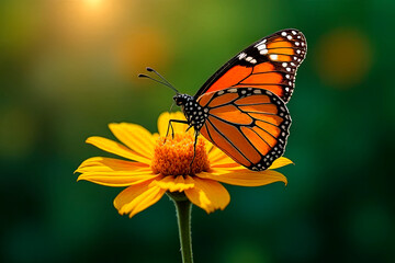 Fototapeta premium Beautiful image in nature of butterfly on flower.created with the help of artificial intelligence.
