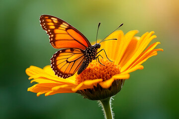 Obraz premium Beautiful image in nature of butterfly on flower.created with the help of artificial intelligence.