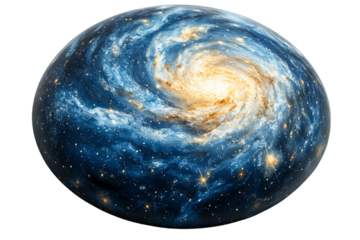 A stunning galaxy spiral with vibrant blue hues and glowing stars on a dark background, perfect for space-themed designs and illustrations.