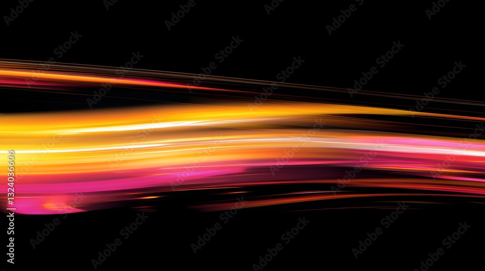 Poster abstract light streaks in a vibrant array of colors on black