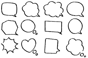 レトロでかわいい手書き風フキダシのセット（吹き出しアイコン集）