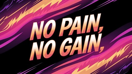 No Pain, No Gain Typography and Colorful Background Motivational Quote T-shirt Design Illustration ,Typography