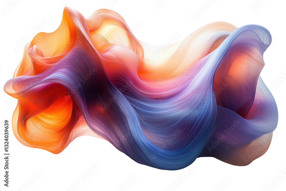 Poster A vibrant, flowing abstract design showcasing a blend of colorful waves, evoking motion and creativity against a white isolated background.