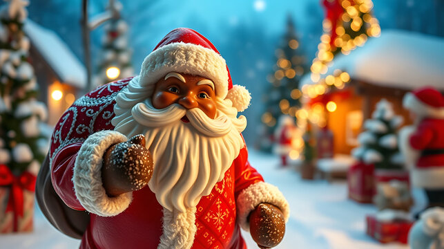 chocolate santa claus in a hurry at x mas, christmas