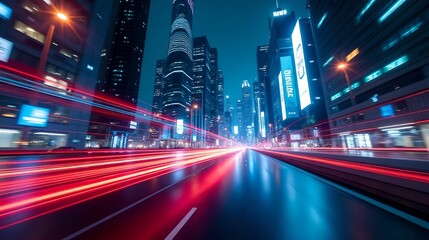 Obraz premium Vibrant tunnel of light with glowing lines extending into the distance