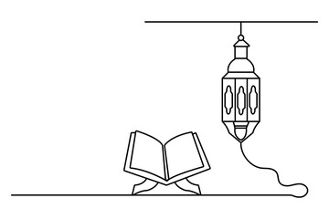 Quran icon continuous one line drawing of simple vector illustration