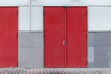 Fire escape red iron door