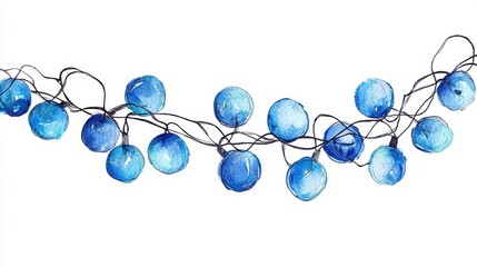 Decorative Blue String Lights with Round Transparent Bulbs for Festive Atmosphere or Home Decor