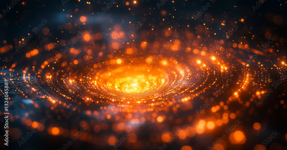 Fototapete A vibrant depiction of quantum phenomena illustrating concepts like superposition and entanglement. The swirling patterns of light represent advanced algorithms and quantum optimization techniques.