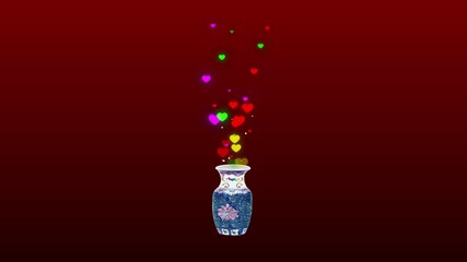 Seamless red loop heart shape in the background, Valentine's Day and love concept. Red heart explosion in slow motion. Valentine's Love Animation