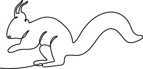Squirrel continuous one line drawing. Editable stroke on a white isolated background. Vector illustration
