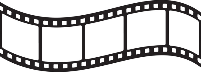 film strip icon used for videography elements, cinema reel. Filmstrip with frames, photo and videos for camera. Old white and black film tapes of 35mm. Realistic film strip on white background.